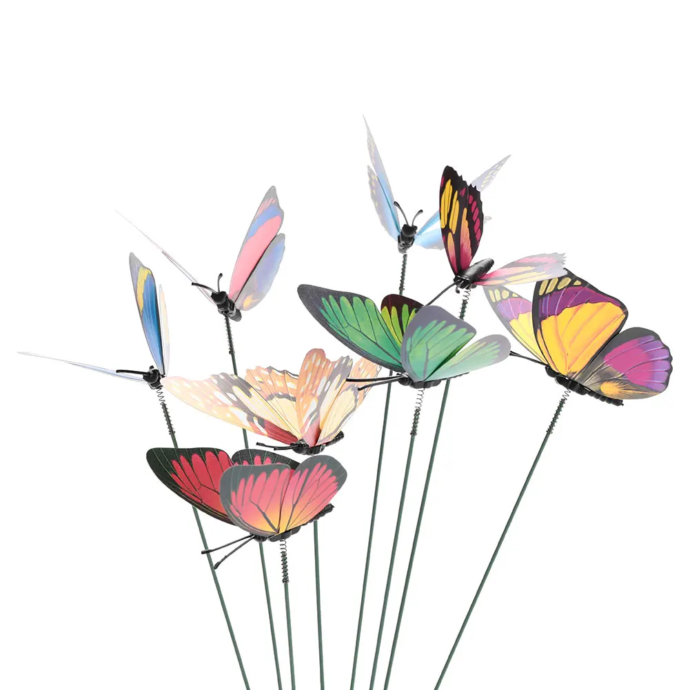 15 шт./лот, садовый декор, бабочка/Стрекоза, садовый арт, цветочный горшок, наружное реалистичное украшение для газона, Искусственный пластик, красивый - Цвет: Темно-серый
