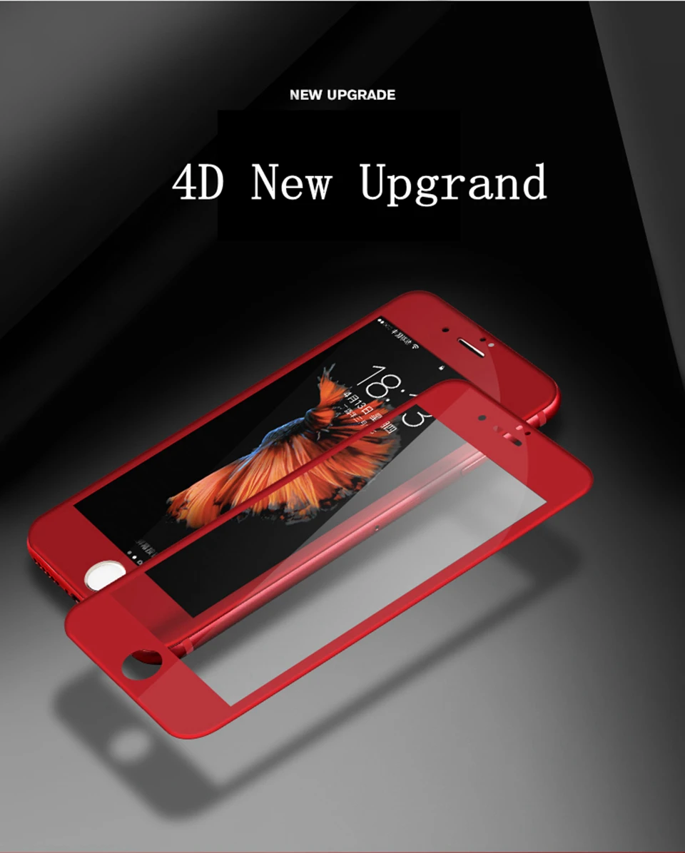 Xwmkai красный 4D полное покрытие экрана протектор Закаленное стекло для Iphone 6S 7 8 Plus 9H HD защитная пленка для Iphone 6 8 7 Plus