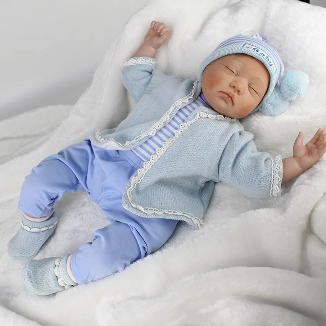 blue Детские мягкие силиконовые реалистичные с одеждой Reborn Baby Doll коллекционные игрушки, подарок, Playmate сертификат рождения - Цвет: blue