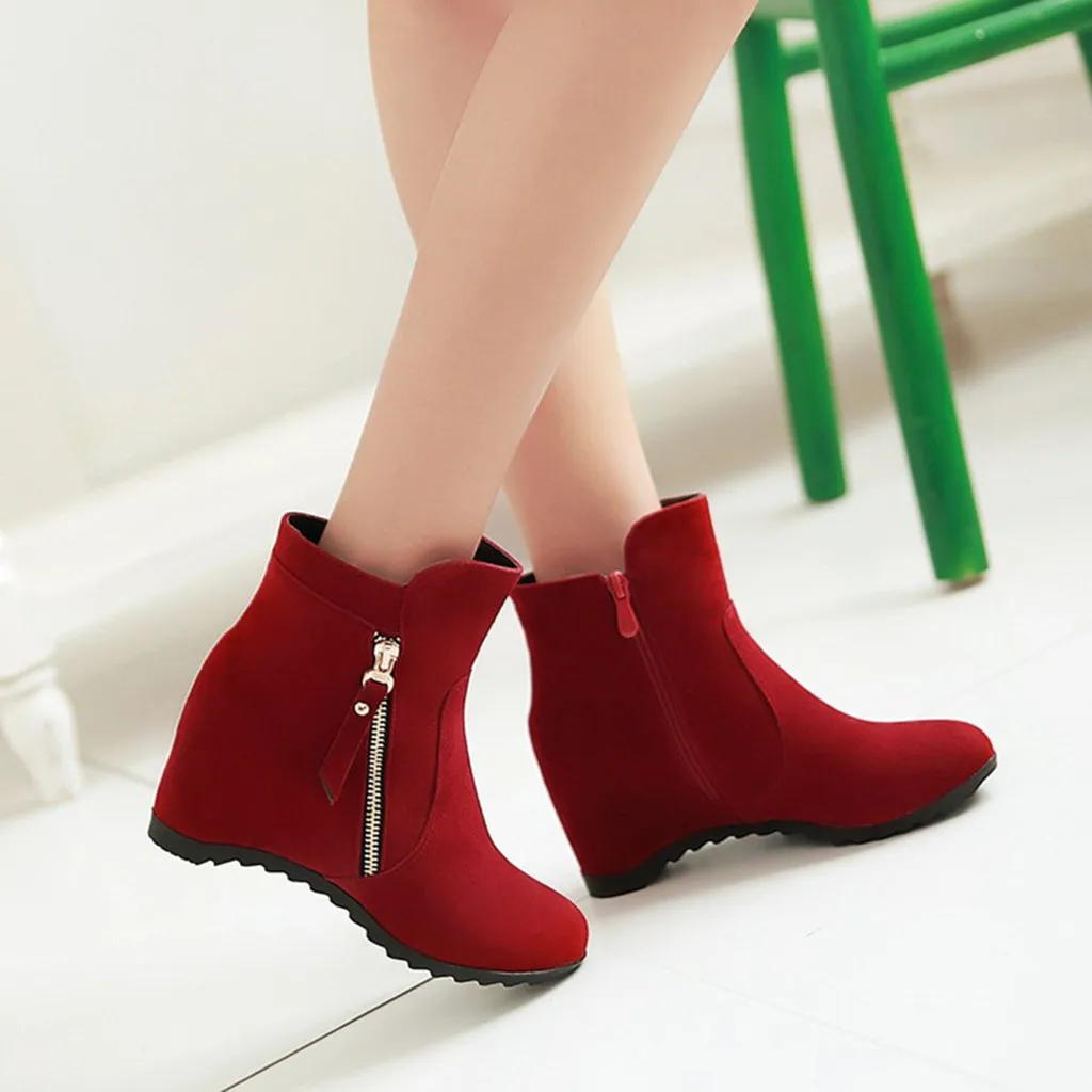 

YOUYEDIAN Boots Women 2018 Winter Wedges Ankle Boots For Women Casual Female Shoes Women High Heel Boots Botas Mujer