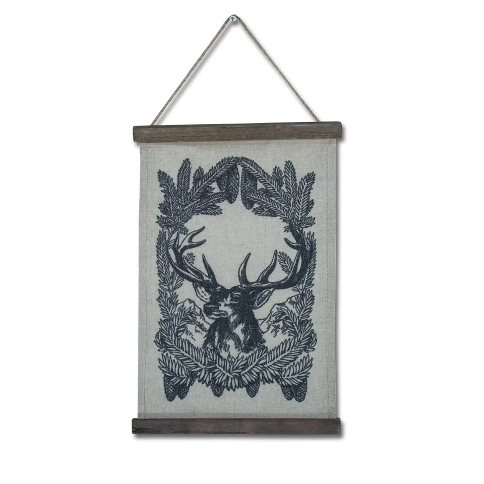 

Retro Scroll Canvas Vintage Hanging Painting Wooden Noframe Hanging Picture Wall Home Hotel Office Decoration