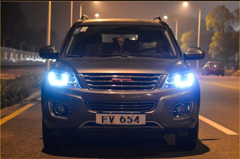 Hireno фары для 2010-12 Great Wall Haval H6 передних фар сборки светодиодный DRL ангел объектив двойной луч HID ксеноновые 2 шт