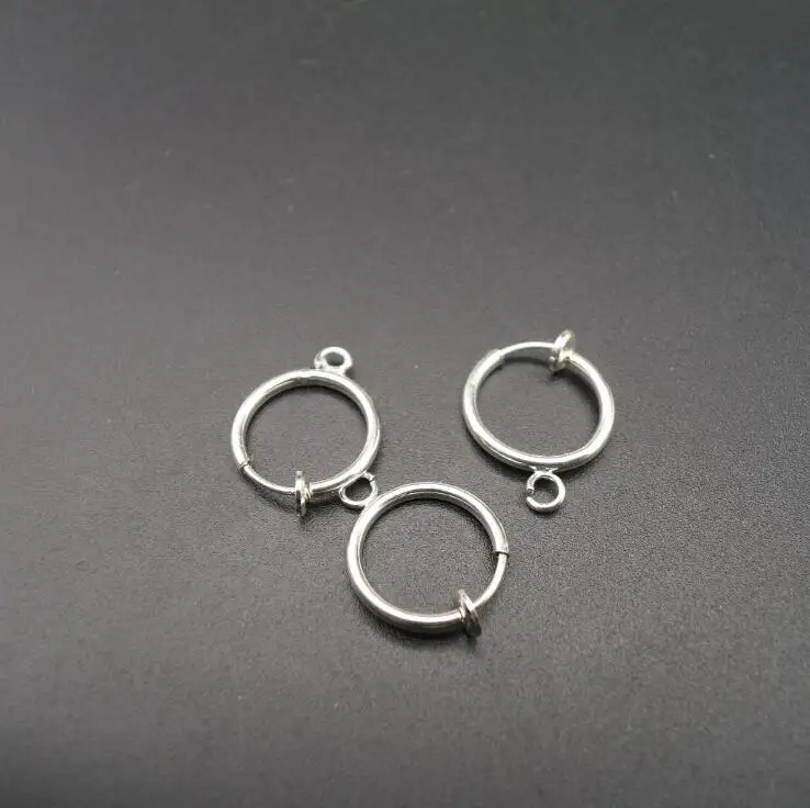 Silver 10 шт стелс ушной зажим 13 мм без пирсинга висячая серьга-пружина Зажим для женщин персональный трендовый Сделай Сам изготовление сережек аксессуары - Окраска металла: Silver