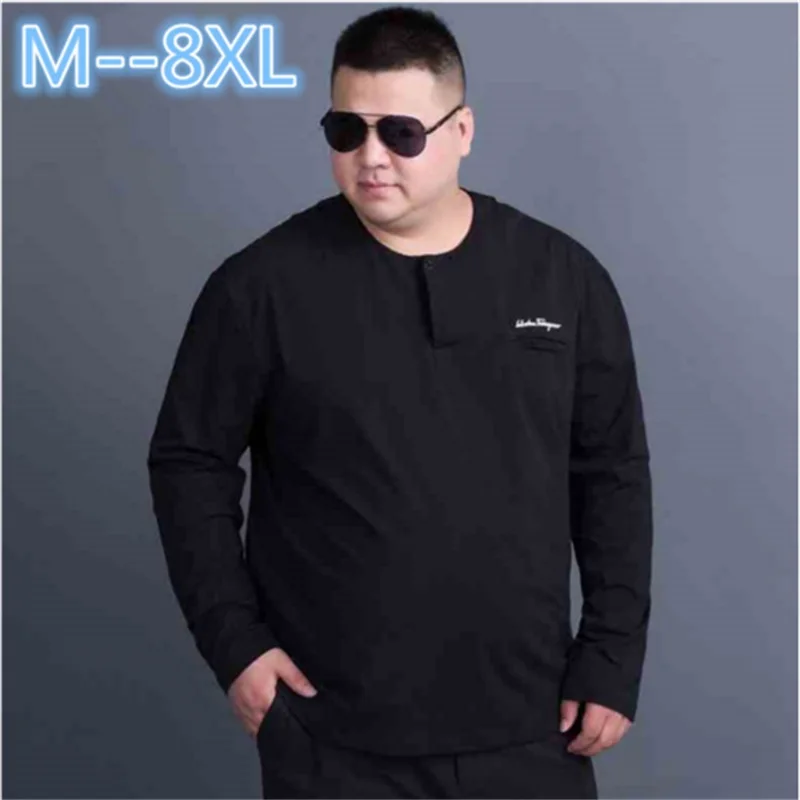 Большие размеры 10XL 8XL 6XL 5XL Весенние Новые футболки с длинным рукавом мужские свободные модные хлопковые футболки с буквенным принтом мужские топы пуловер - Цвет: 1