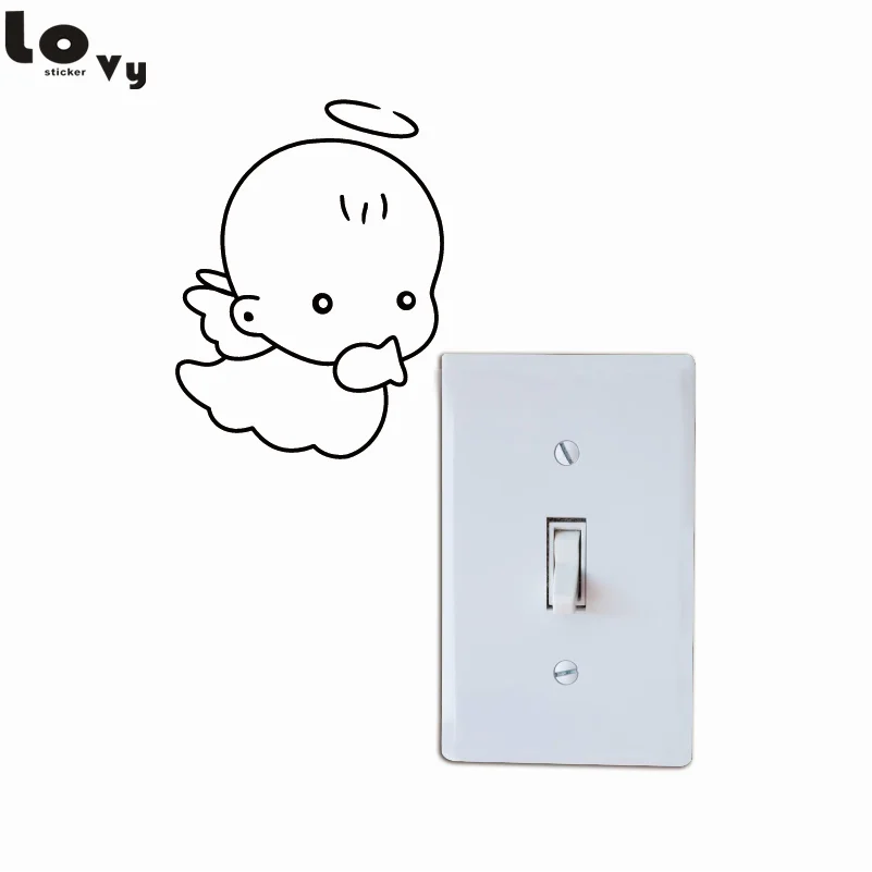 Cute Baby Angel Light Switch Sticker Creative Cartoon Angel