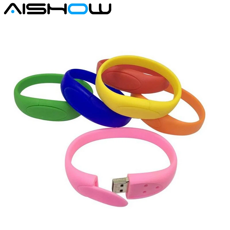 100 real capacity colorful bracelet wrist band dm USB Flash drive