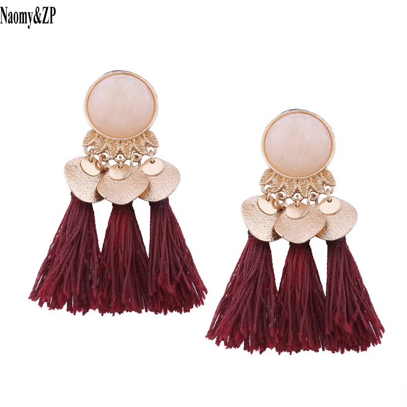 

Naomy&ZP Ethnic Tassel Earrings Dangle Bohemian Earrings for Women Coin Boho Fringe Drop Earrings Stones Vintage Jewelry Brincos