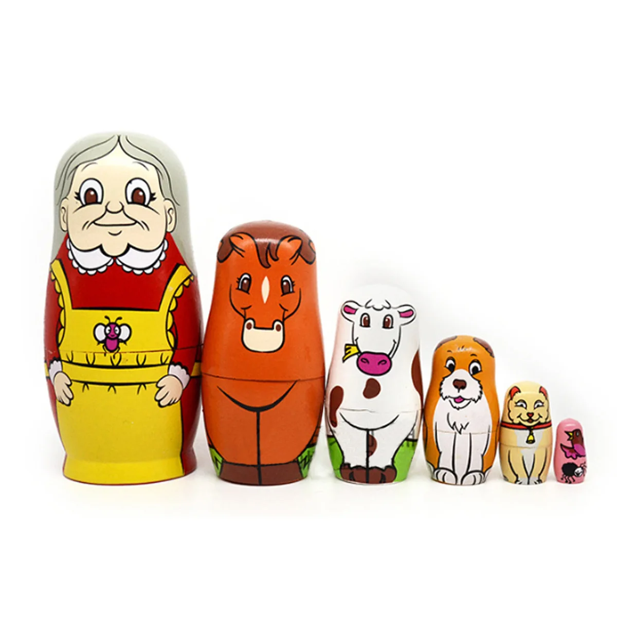 6 шт., Русская Матрешка, куклы ручной работы, собака, кошка, Матрешка, набор кукол, Матрешка, игрушки, домашний декор, детский подарок на день рождения - Цвет: C