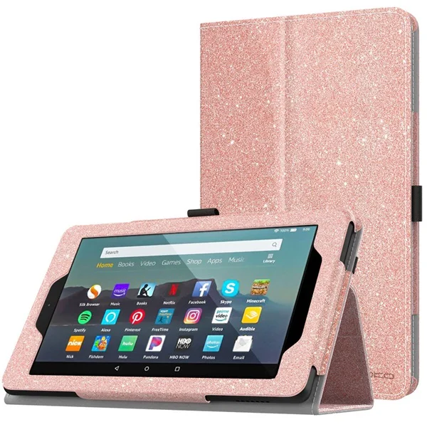 Чехол для всех-New Amazon Fire 7 Tablet(9th Generation, Release), тонкая Складная подставка Smart Shell с несколькими углами обзора - Цвет: Glitter Pink