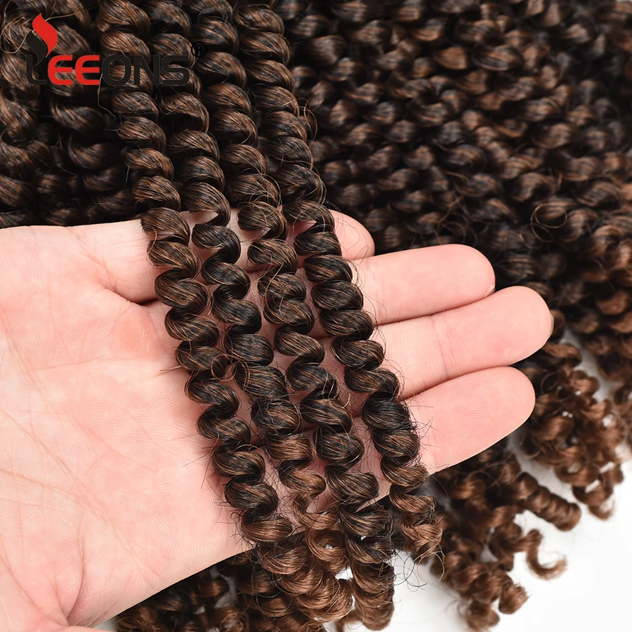Leeons 30Roots/Pcs Curly Crochet Hair Extensions Spring Twist Hair Kinky Twist Braiding Hair Synthetic Hair For Braid 8 Inch