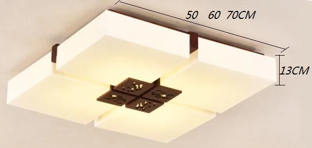 LED китайский антикварные пергамент лампы деревянный гостиная теплые спальня столовая исследование квадратный потолочный светильник lo81415