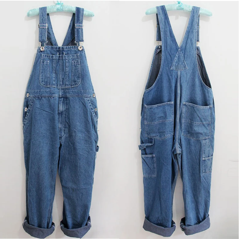 Hot 2018 Men's Plus Size 26-40 42 44 46 Overalls Large Size Huge Denim Bib Pants Fashion Pocket Jumpsuits Free Shipping Brand