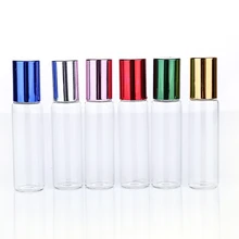 MIX Color Clear Glass Essential Oil Roller Bottles with Glass Roller Balls Aromatherapy Perfumes Lip Balms Roll On Bottles 10ml