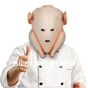 

RUBBER THANKSGIVING CLUMSY COOK TURKEY HEAD LATEX COSTUME MASK UNCOOKED BIRD NEW