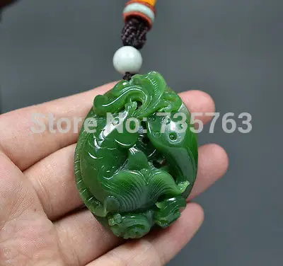 

xiuli 0014857 Vintage Chinese Hetian Nephrite Jasper Jade Lotus Carp Netsuke Pendant