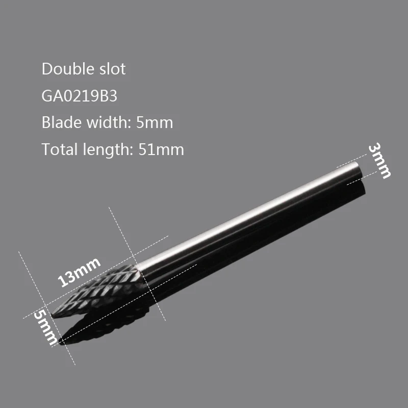 Double slot 5mm Вольфрамовая сталь карбид роторный сверлильный инструмент G Тип 6 мм хвостовик Металл Вольфрамовая сталь Шлифовальная головка/Фрезерный резак двойной паз - Цвет: Double slot 5mm