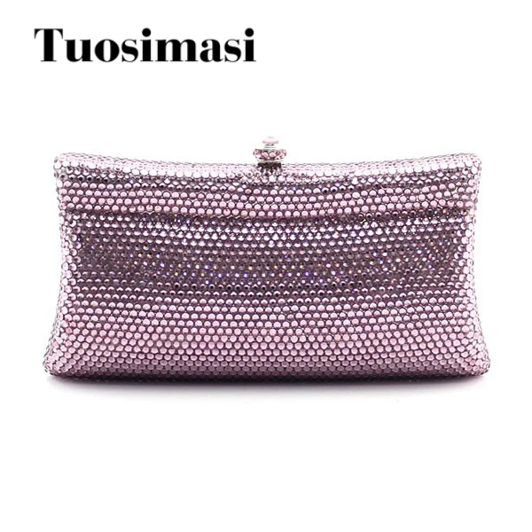 

Luxury handmade full diamond crystal clutch bag light purple elegant women purses handbags