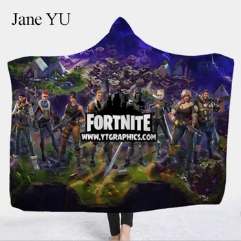 

JaneYU Hooded blanket hooded blanket thickened double-layer plush 3D digital printing children's blanket game decoration