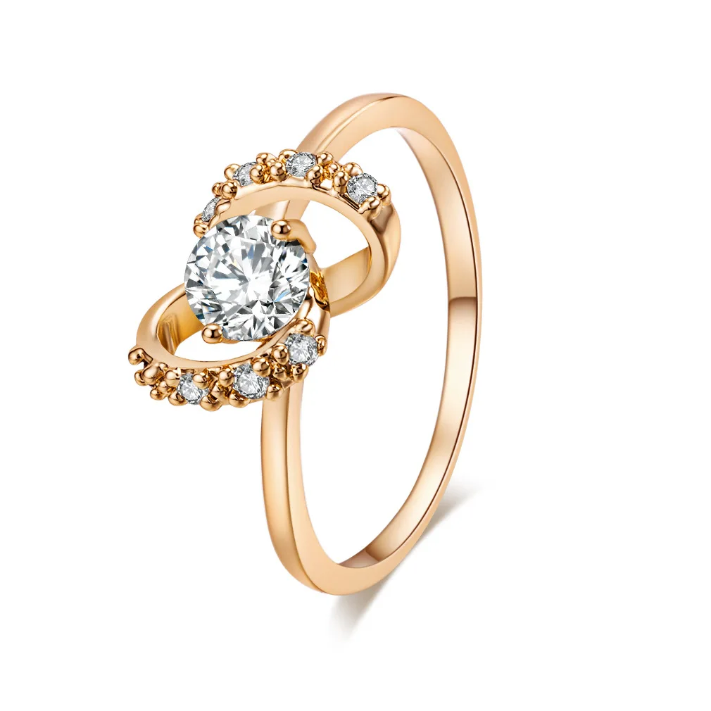 

New round zircon ring holiday gift engagement wedding lady fashion ring