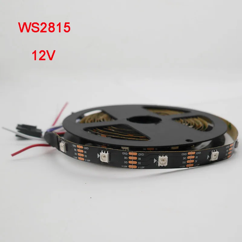

1m/3m/5m WS2815 Addressable Dual-signal Smart led pixel strip;DC12V 30/60/144 pixels/leds/m;Black/White PCB;IP30/IP65/IP67