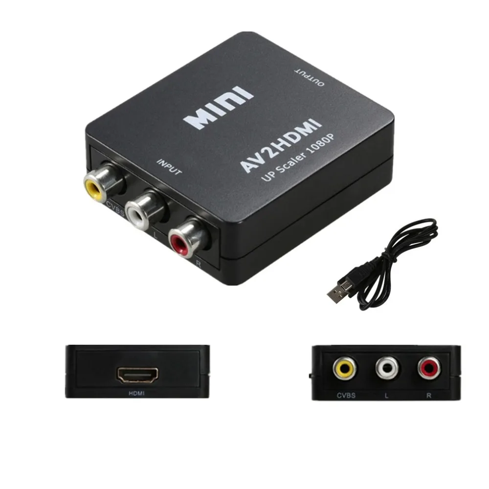 1080P Мини RCA AV VGA в HDMI адаптер AV(CVBS) Композитный видео FL/FR стерео аудио в HDMI конвертер с USB HDMI кабель для ПК