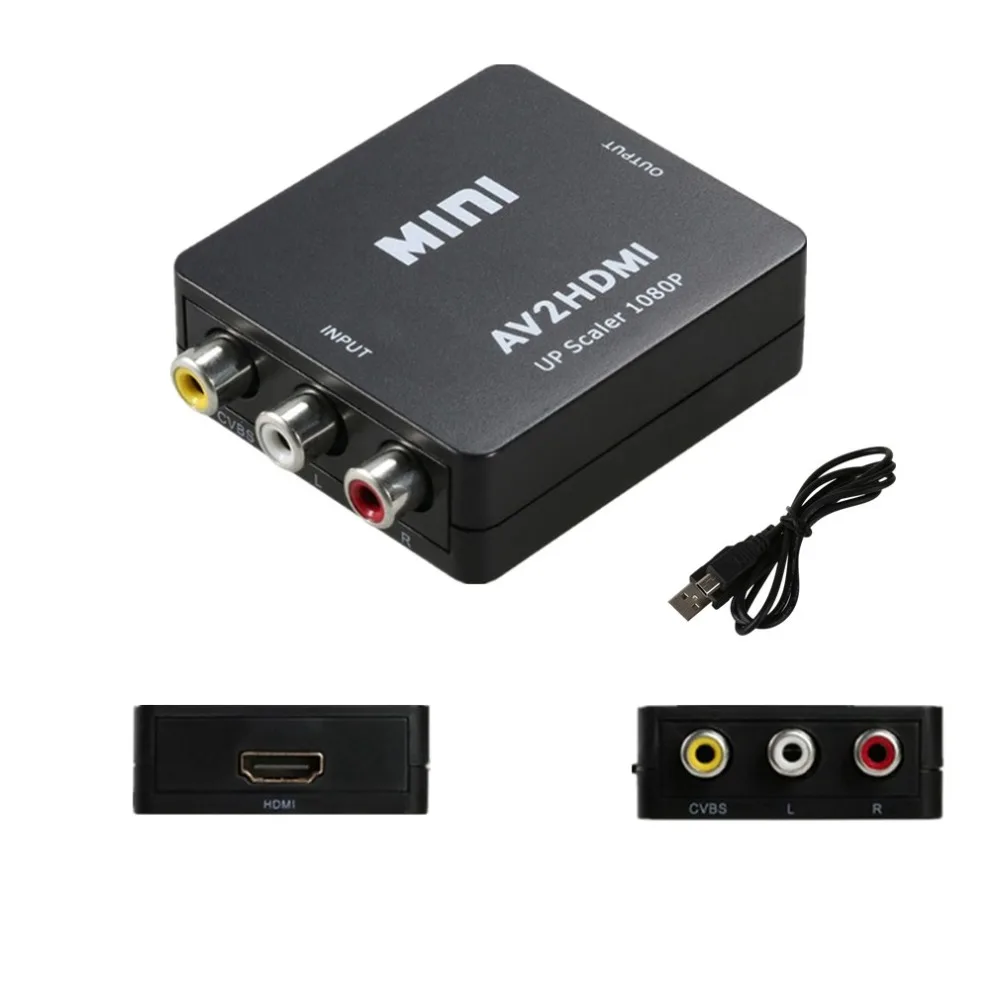 HDMI адаптер P мини RCA AV VGA к 1080 AV (CVBS) Композитный видео FL/FR стерео аудио HDMI конвертер с USB кабель для ПК