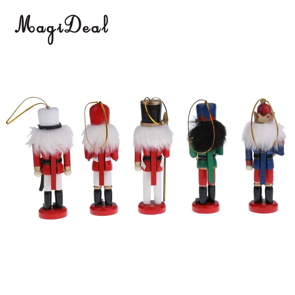 11Pcs 12cm Christmas Decorations Wooden Soldiers Nutcracker Puppets Figures Pendants Christmas Ornaments Office Table Desk Decor