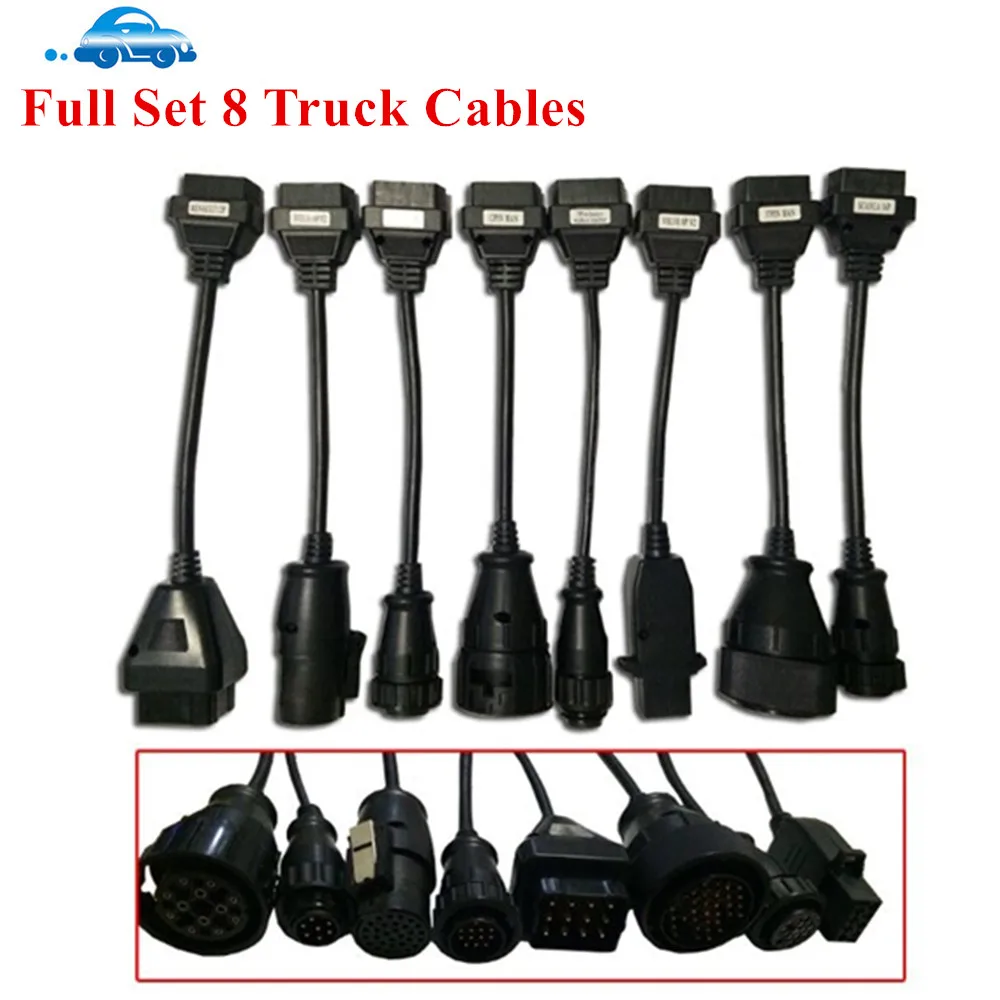 

Newest Full Set 8 Truck Cables OBD2 Diagnostic Tool OBD OBDII OBD 2 Connect Cable For VD TCS CDP Pro Plus interface Scanner