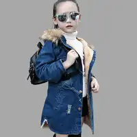 Kids Denim Jackets For Girls Thick Children Outerwear Winter Cotton Padded Kids Girls Clothes 4 6 8 10 12 14 Years
