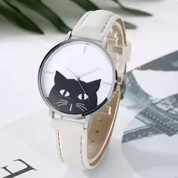 DISU наручные часы для женщин Модный кожаный браслет Аналоговые Кварцевые Круглый дамы часы модные часы 2019 для женщин s часы