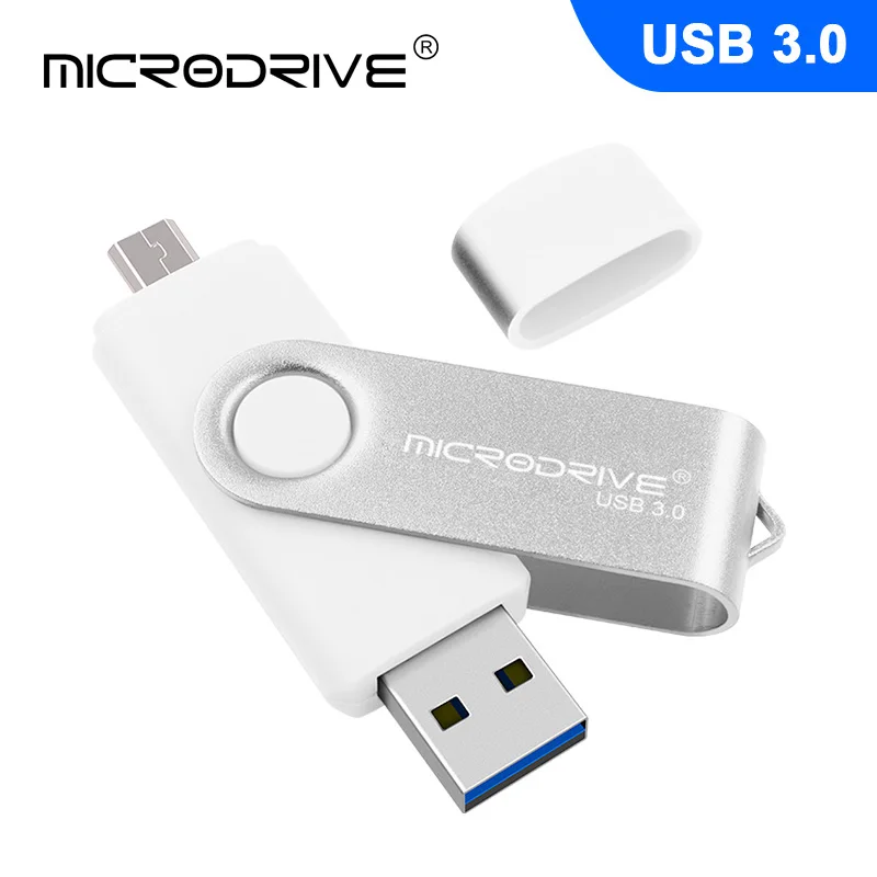 Горячая OTG 2 в 1 Флешка 16 Гб USB Флешка 32 Гб внешний накопитель 64 Гб USB 3,0 флеш-карта памяти - Цвет: Белый