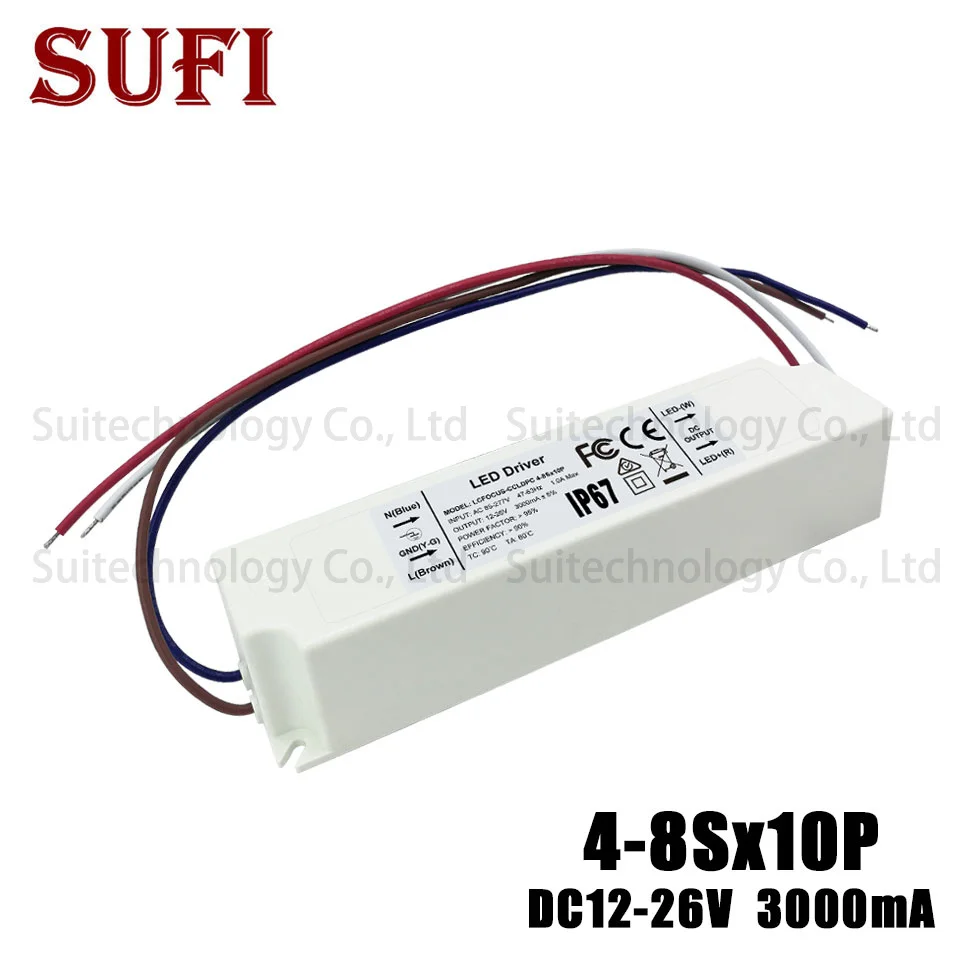 

LED Driver 40W 50W 60W 70W 80W 100W 3000mA AC 85-277V To DC 12-26V Plastic Case Adapter Lighting Transformer for DIY LED Lamp