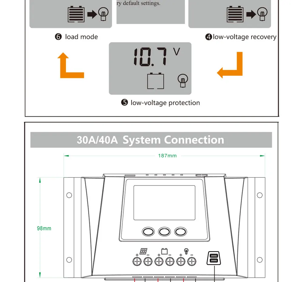 10A 20A 30A 40A 50A 60A 12V 24V интеллектуальная панель солнечных батарей Контроллер заряда батареи Регуляторы ЖК-дисплей li-ion