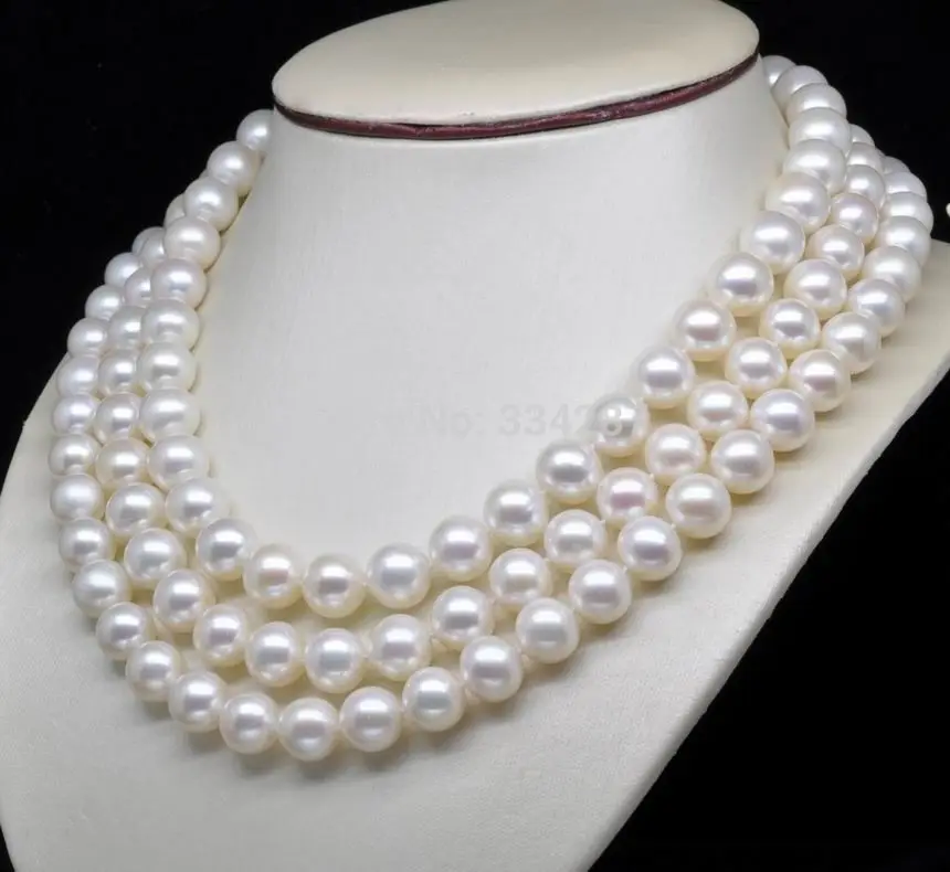 

charm accessory choker shone> Noblest Triple Strand AAA+ 7-8MM White Pearl Necklace 100% Selling