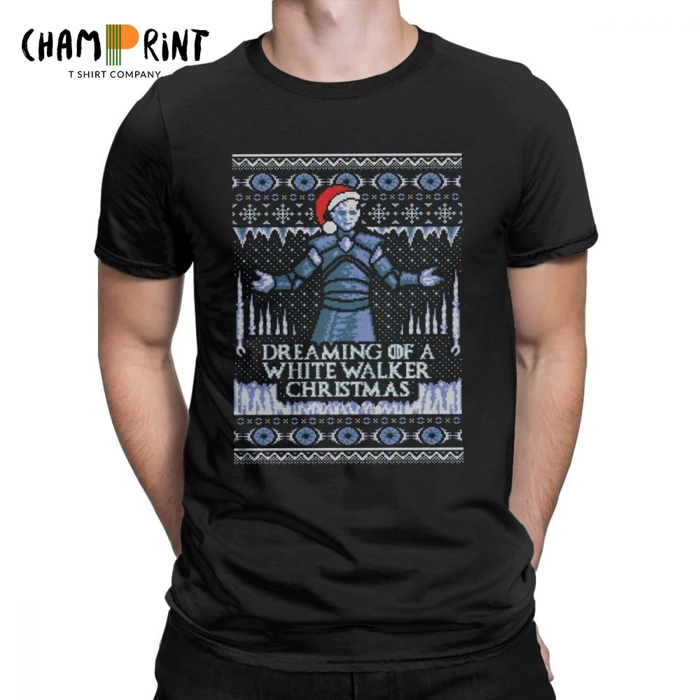 

Night's King Game Of Thrones T Shirts Men Dreaming of A White Walker Xmas Beach Tops Short Sleeve Funny T-Shirt Cotton Tees