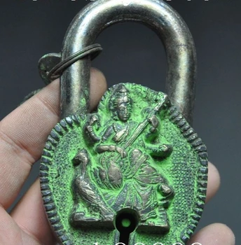 

old Tibet Buddhism bronze copper Kwan-Yin Bodhisattva statue Locks Keys