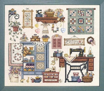 

14/16/18/28 Top Quality Beautiful Lovely Counted Cross Stitch Kit Sew Cozy Sewing Room Machine dim 72378