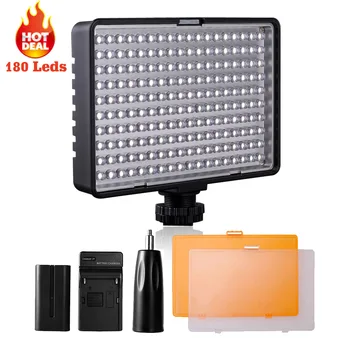 

Travor 180 LED 13W LED Camera Light Dimmable on Camera Hot Shoe LED Lamp 3200K 5500K photography lighting with Battery Charger