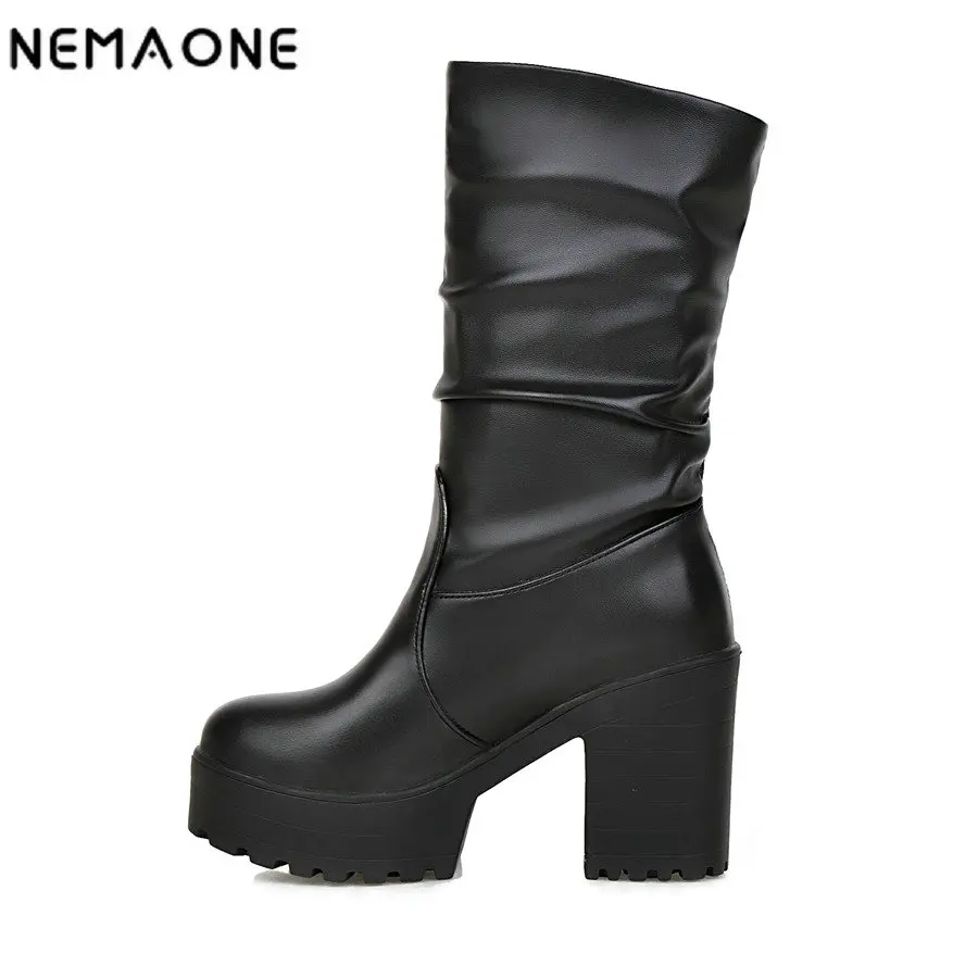 high heel mid calf boots for women