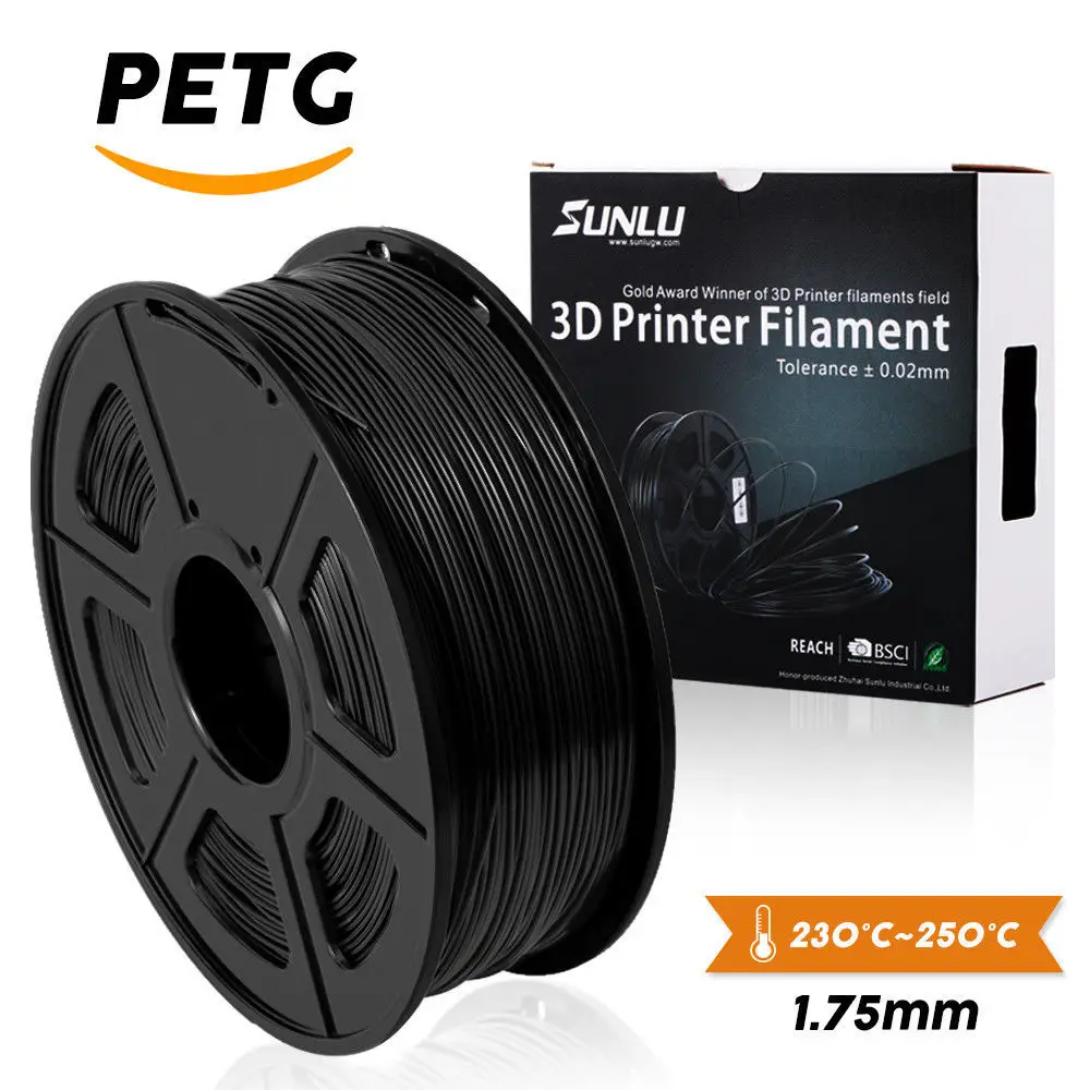 

Best Seller PETG Filament 1.75MM/3.0MM Black Color PETG 3D Printer Filament 1KG/roll With Spool Lampshape Material