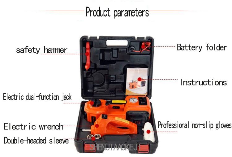 Подъем автомобиля, сертификат качества ce и gs 3-в-1 электро-гидравлический надувной насос электрический ключ, дюймовый стандарт увеличить антифриз поднял, длина 45 см 12 в 1 шт