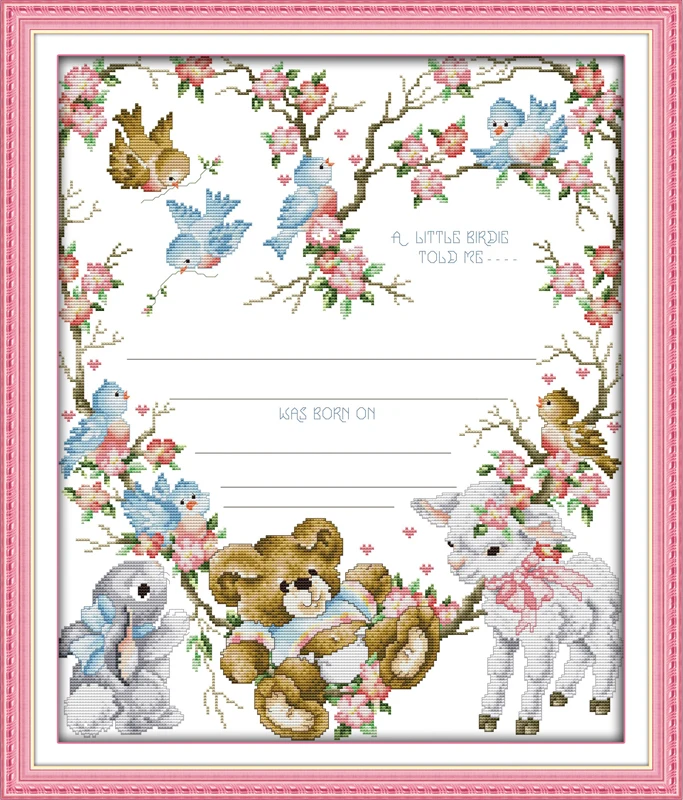 

Birth record (3) cross stitch kit 14ct 11ct count print canvas stitching embroidery DIY handmade needlework