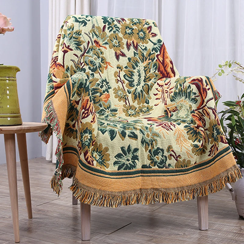 Pure cotton Retro nostalgia carpet thin blanket Tibet Ethnic Art