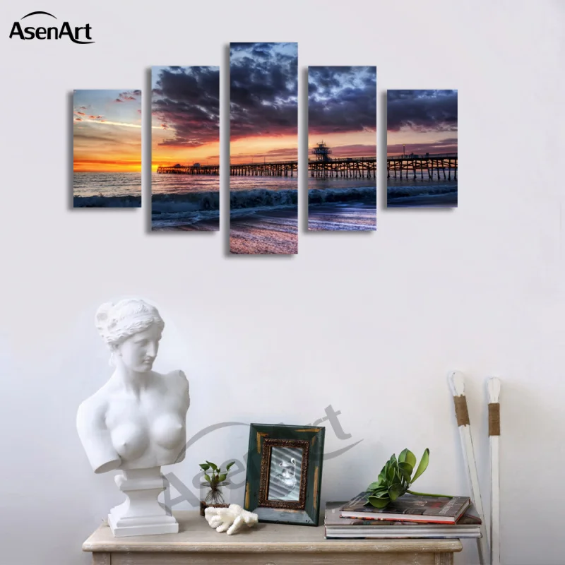 5 Панель Приморский дорожки Sunset настенная живопись Книги по искусству отпечатки на холсте картина для Спальня Современный домашний декор