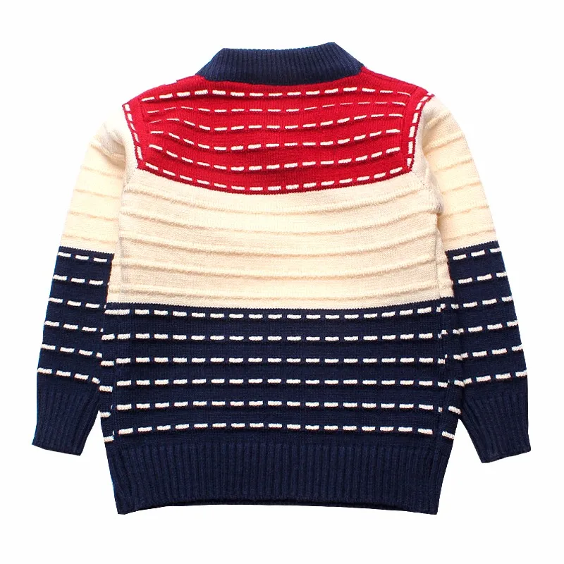 Boy Sweaters Striped Cotton Top Warm Tie Boys Sweater Knitting Kids Clothes Crochet Pullover Children Autumn Winter  Infant Tee (5)