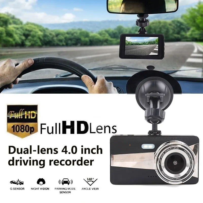 Car DVR Driving Recorder 4 Inch Dash Cam Parking Monitor Durable Dual Lens Car Camera