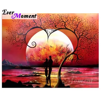 

Ever Moment Diamond Painting Love Couple Romantic Sunset Diamond Embroidery Picture Mosaic Handmade Rhinestone Decor S2F025