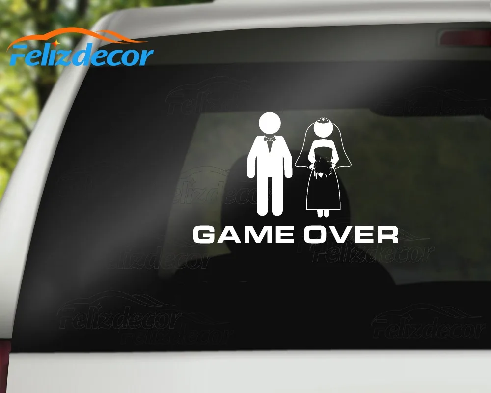 

Funny Bride Groom Married Game Over Art Vinyl Sticker Car Decal Window Bumper Waterproof Stickers Modern Decor Hot Selling L337