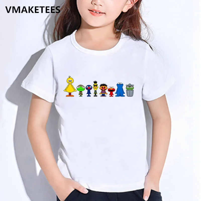 Футболка с короткими рукавами для мальчиков и девочек детская футболка с принтом «Улица Сезам» Забавная детская одежда с монстрами и эльмо HKP5255 - Цвет: HKP5255C
