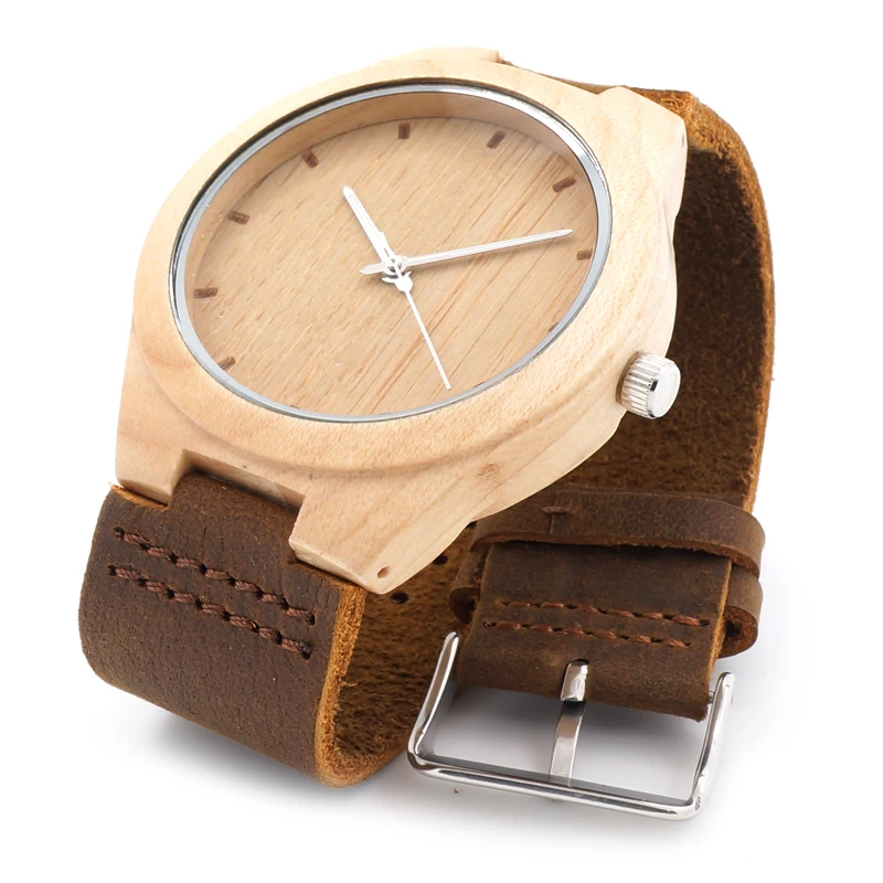 BOBO BIRD Men Wood Watch with Genuine Leader Strap Luxury Wooden Watches Japan Move' 2035 Quartz Watches as Gifts C-F10